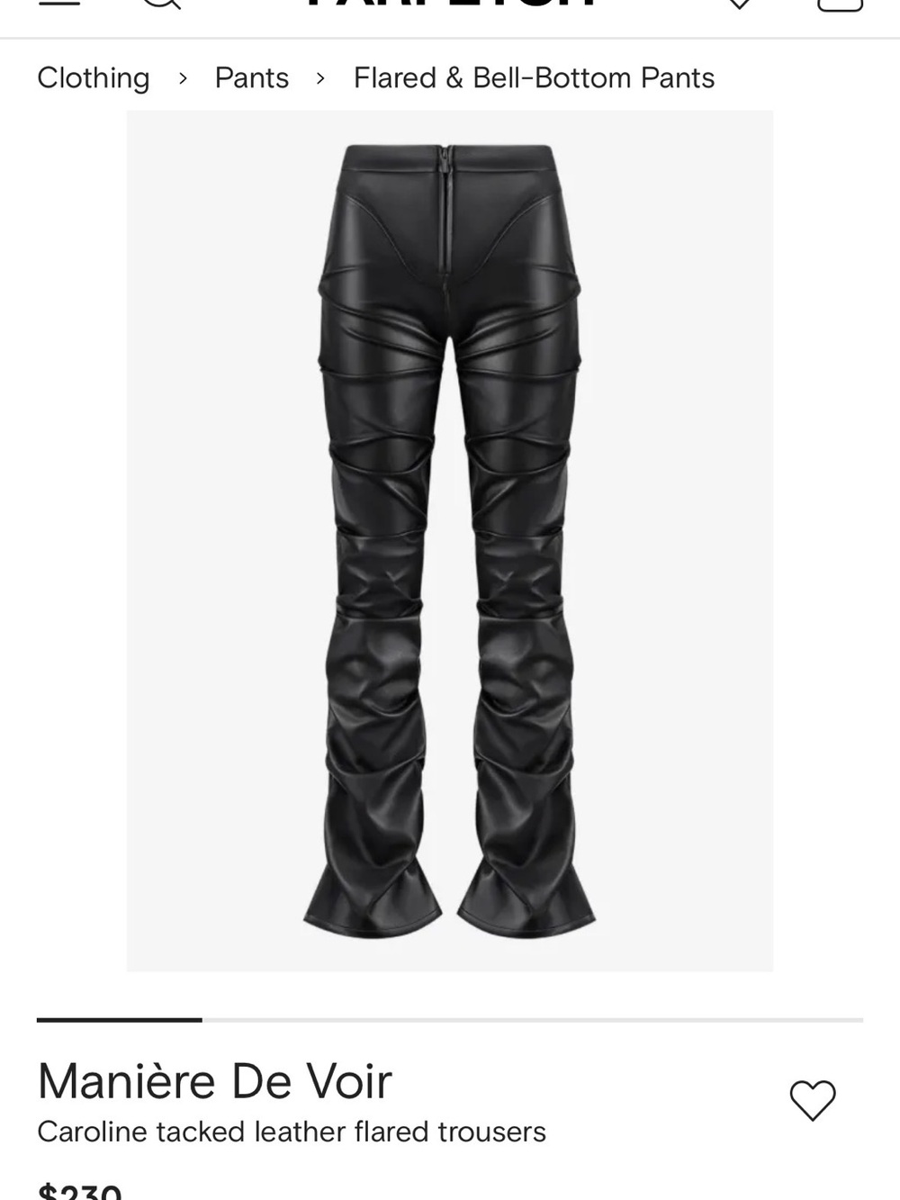 Manière De Voir Black Tacked Leather Flare Pants